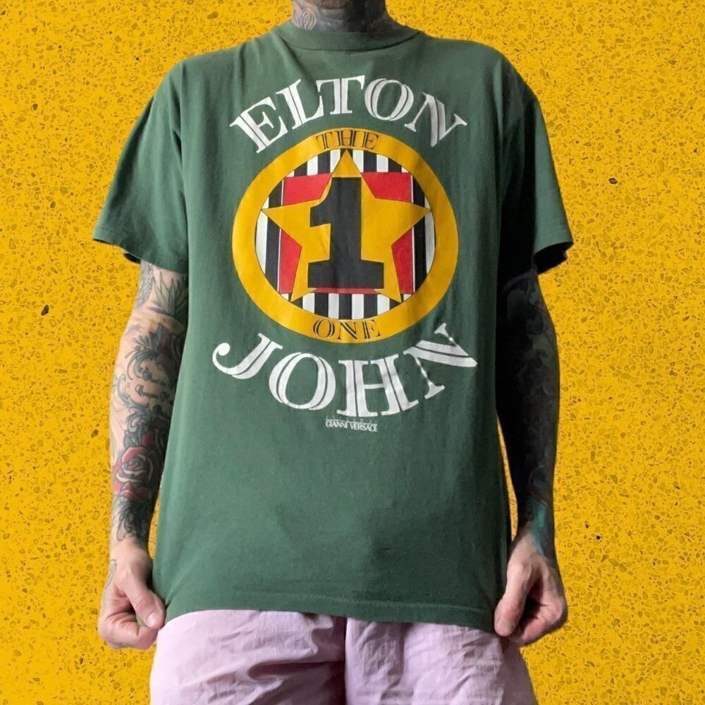 Elton John - The One Tour Shirt vintage 90s Versace print Men’s XL Single Stitch - Picture 6 of 7